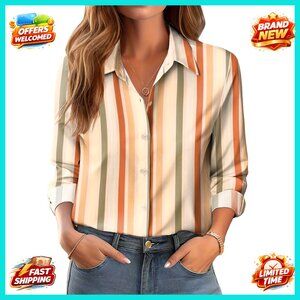 Floral Printed Long Sleeve Blouse Button Down Shirt Business Casual Work Tops